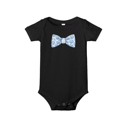 Baby Boy Seashell Bow Tie Infant Bodysuit | Infant Bowtie Onesie