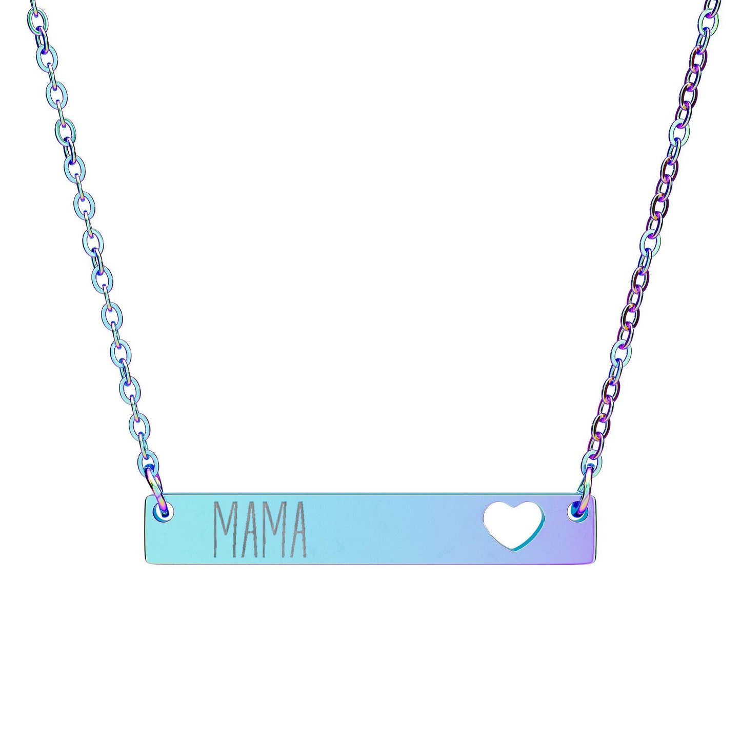 Mama Heart Bar Necklace, Engraved Jewelry Gift for Mothers