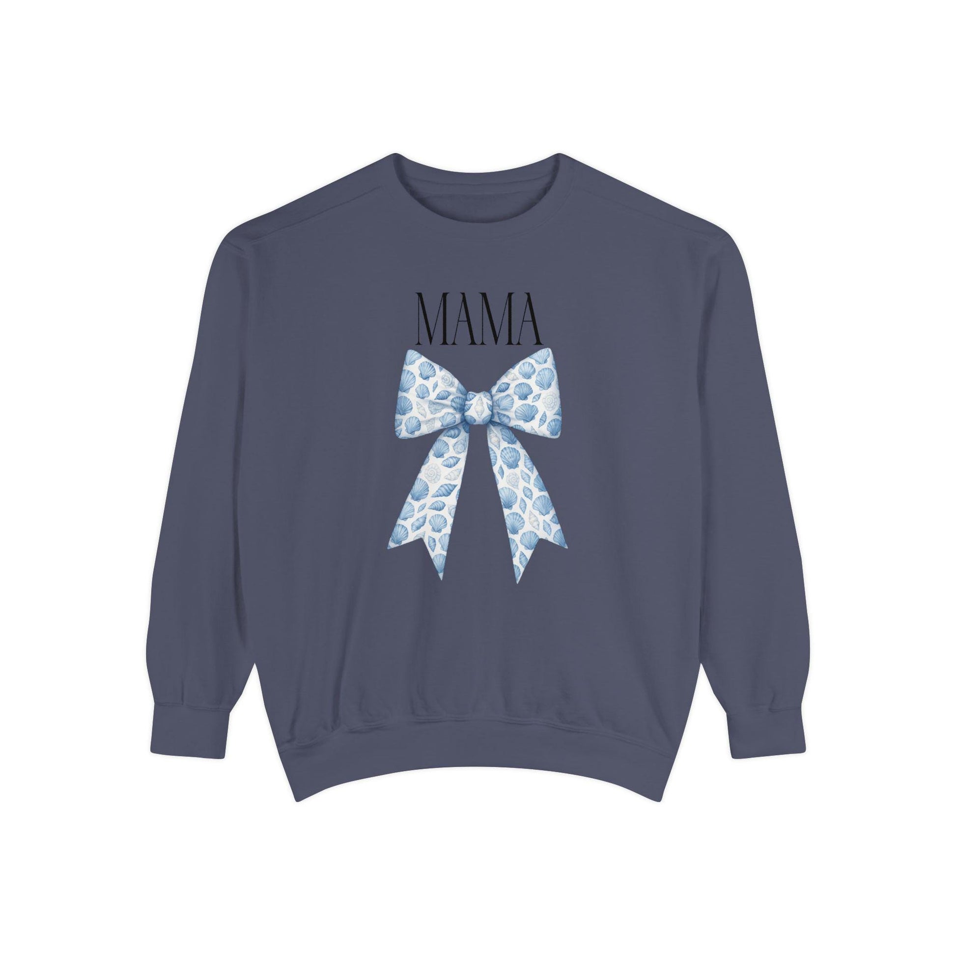 Seashell Bow Sweatshirt for Mom | Mama Seaside Theme Bow