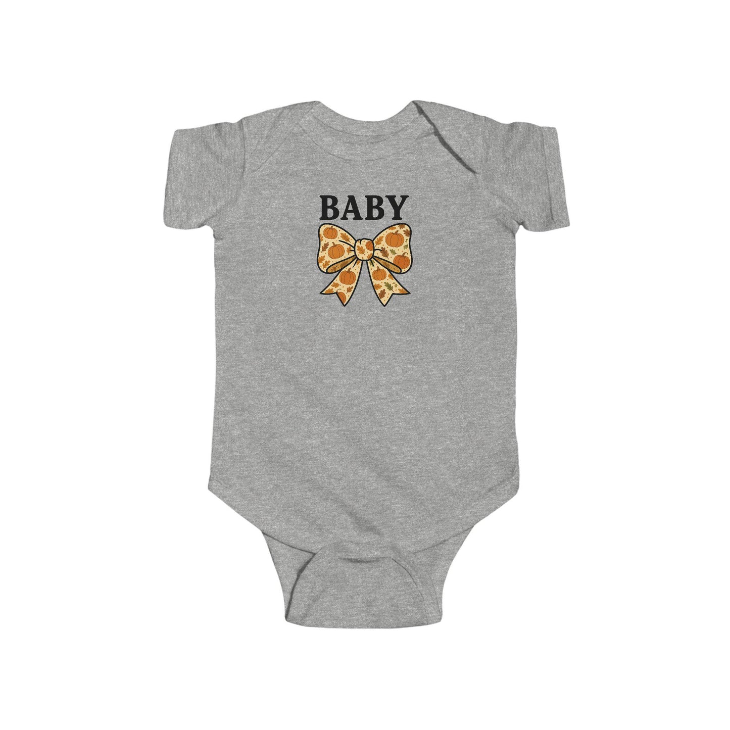Pumpkin Bow Baby Bodysuit | Fall Infant Outfit