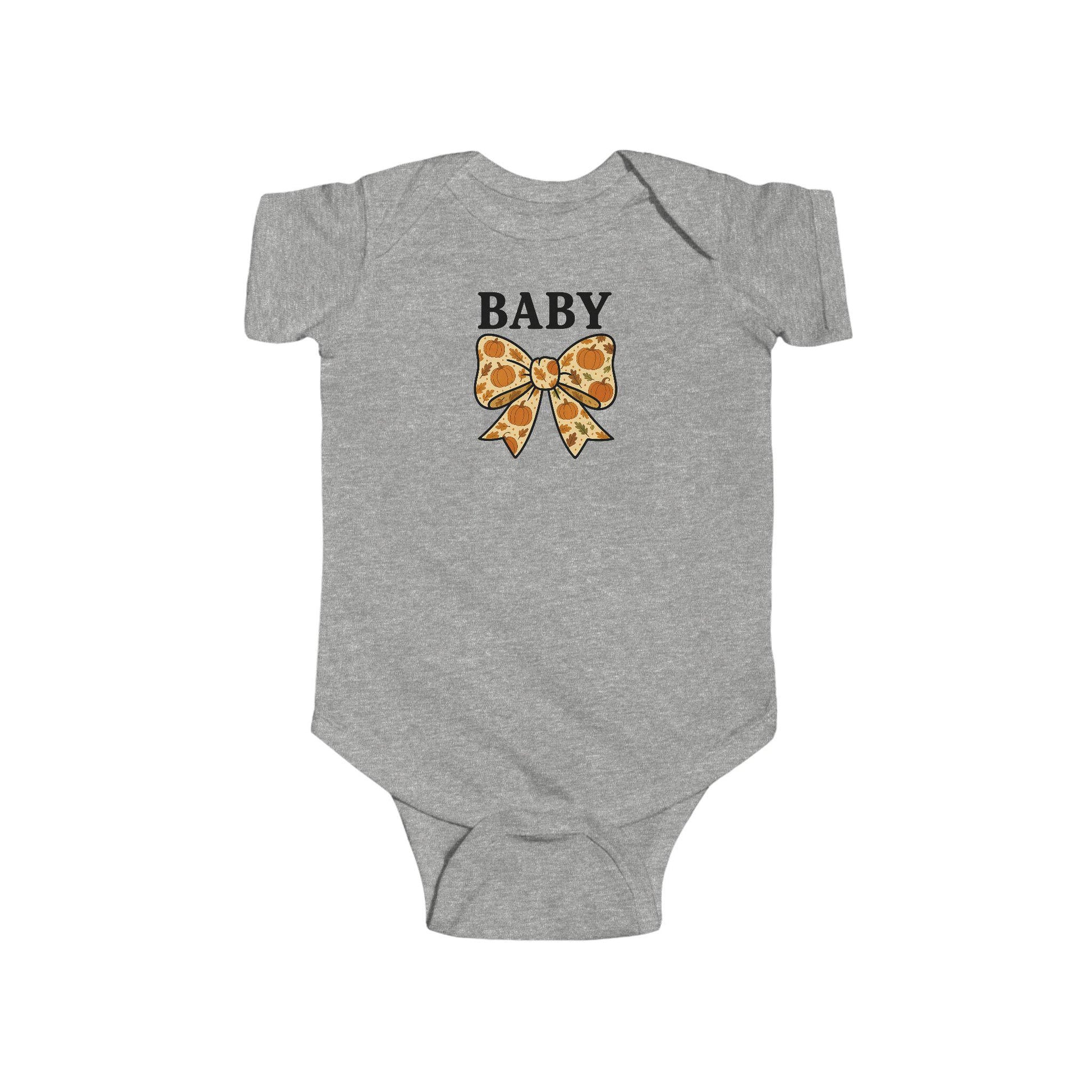 Pumpkin Bow Baby Bodysuit | Fall Infant Outfit