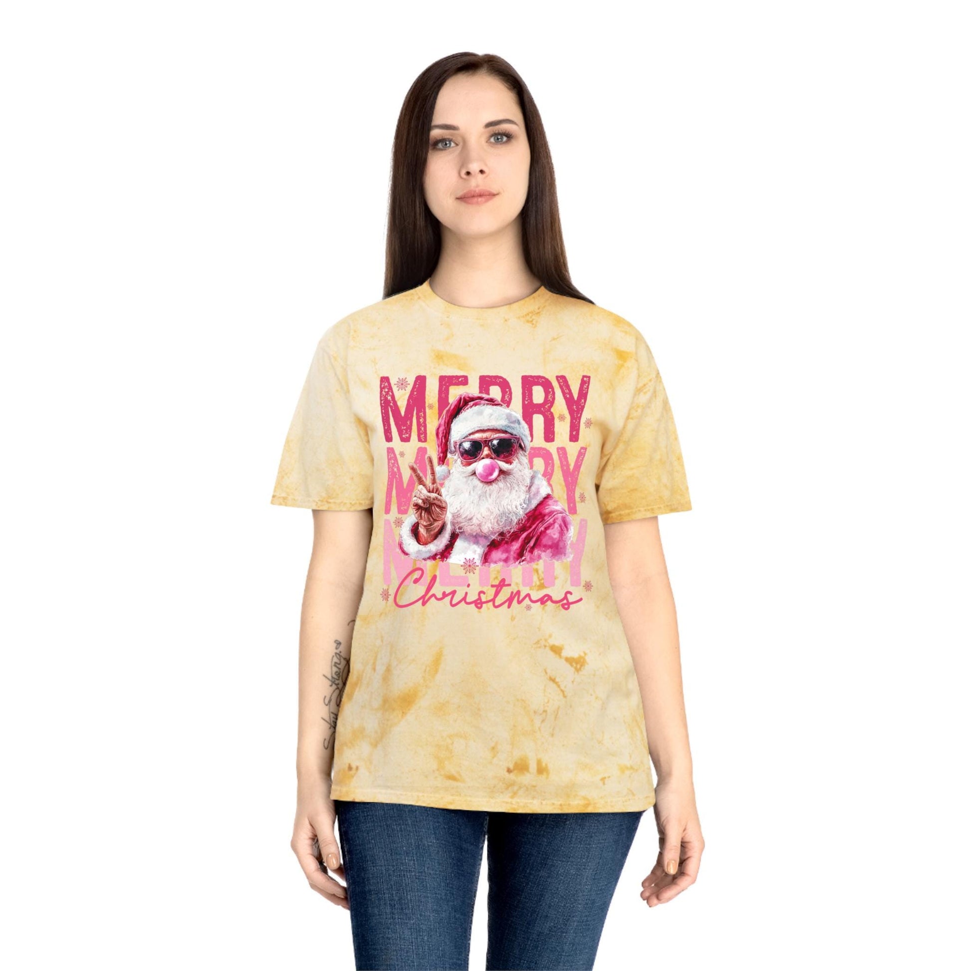 Santa Merry Christmas T-Shirt | Vintage Tie Dye Holiday Tee