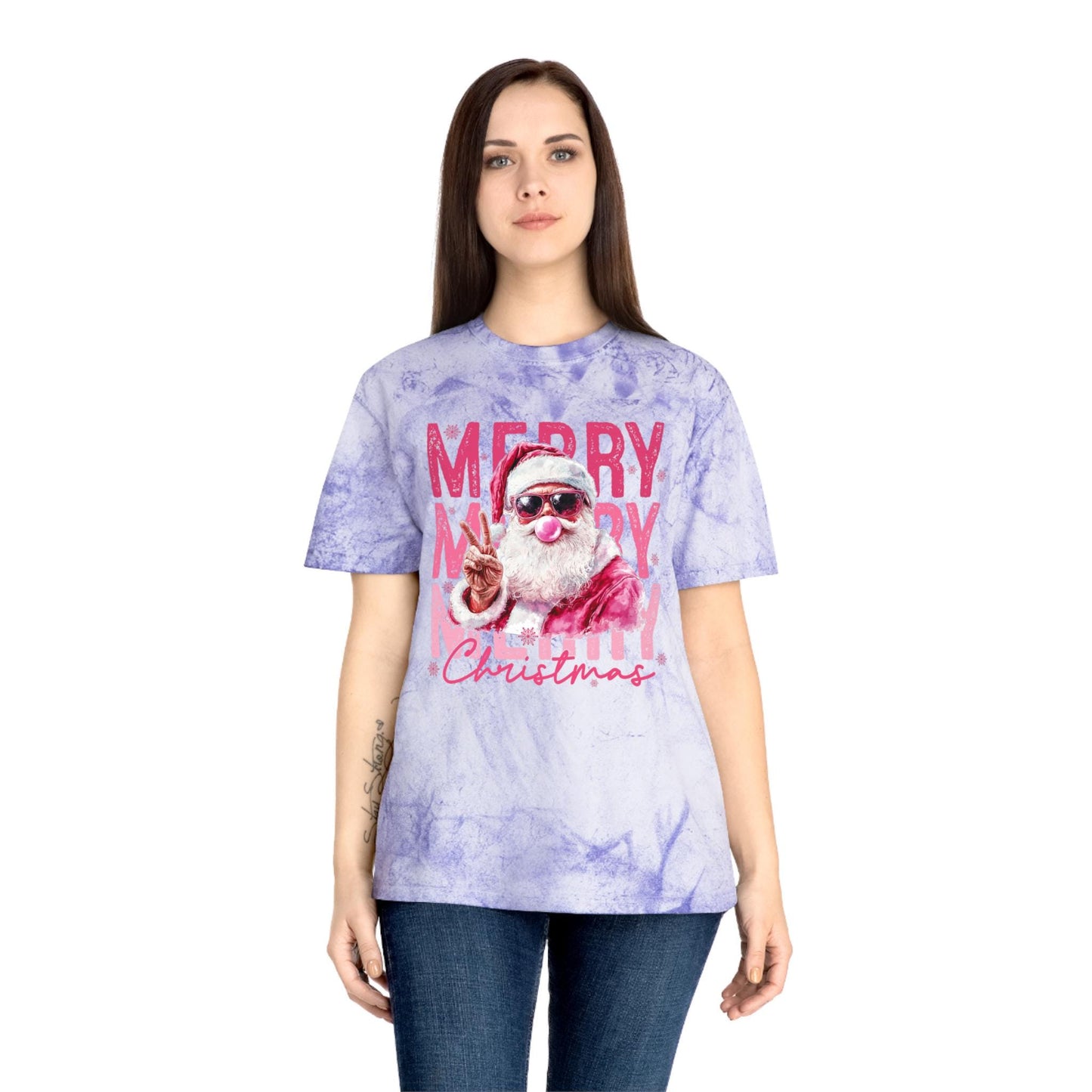Santa Merry Christmas T-Shirt | Vintage Tie Dye Holiday Tee
