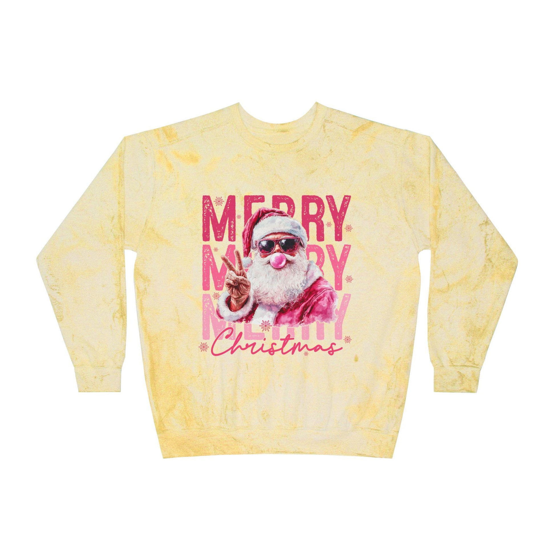 Merry Santa Christmas Crewneck Sweatshirt | Holiday Tie Dye Pullover
