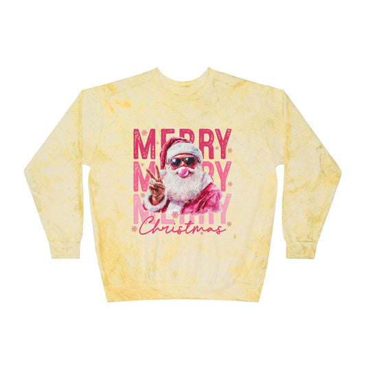 Merry Santa Christmas Crewneck Sweatshirt | Holiday Tie Dye Pullover