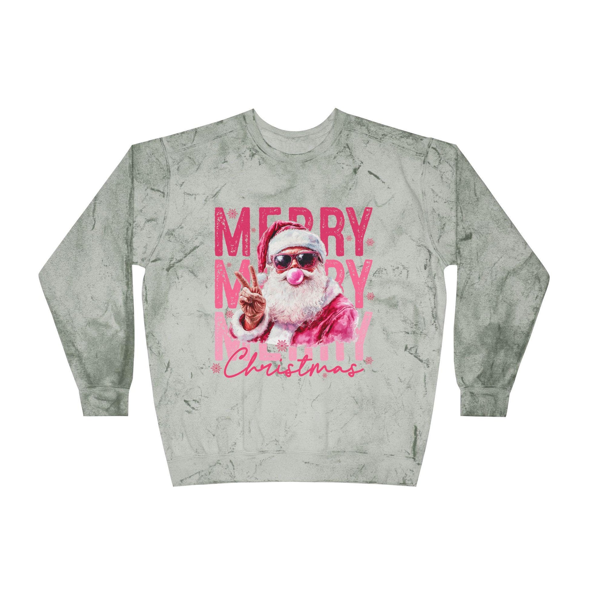 Merry Santa Christmas Crewneck Sweatshirt | Holiday Tie Dye Pullover