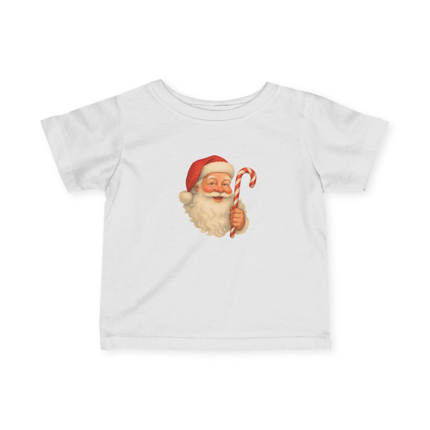 Vintage Santa with Candy Cane Infant Tee | Christmas holiday baby shirt