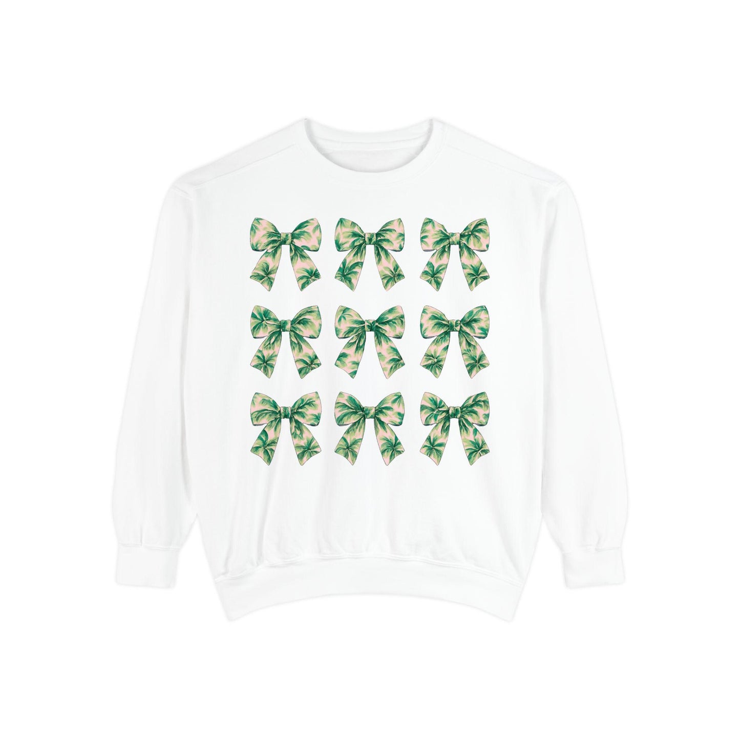 Palm Tree Bows Sweatshirt | Beachy Bow Grid Design