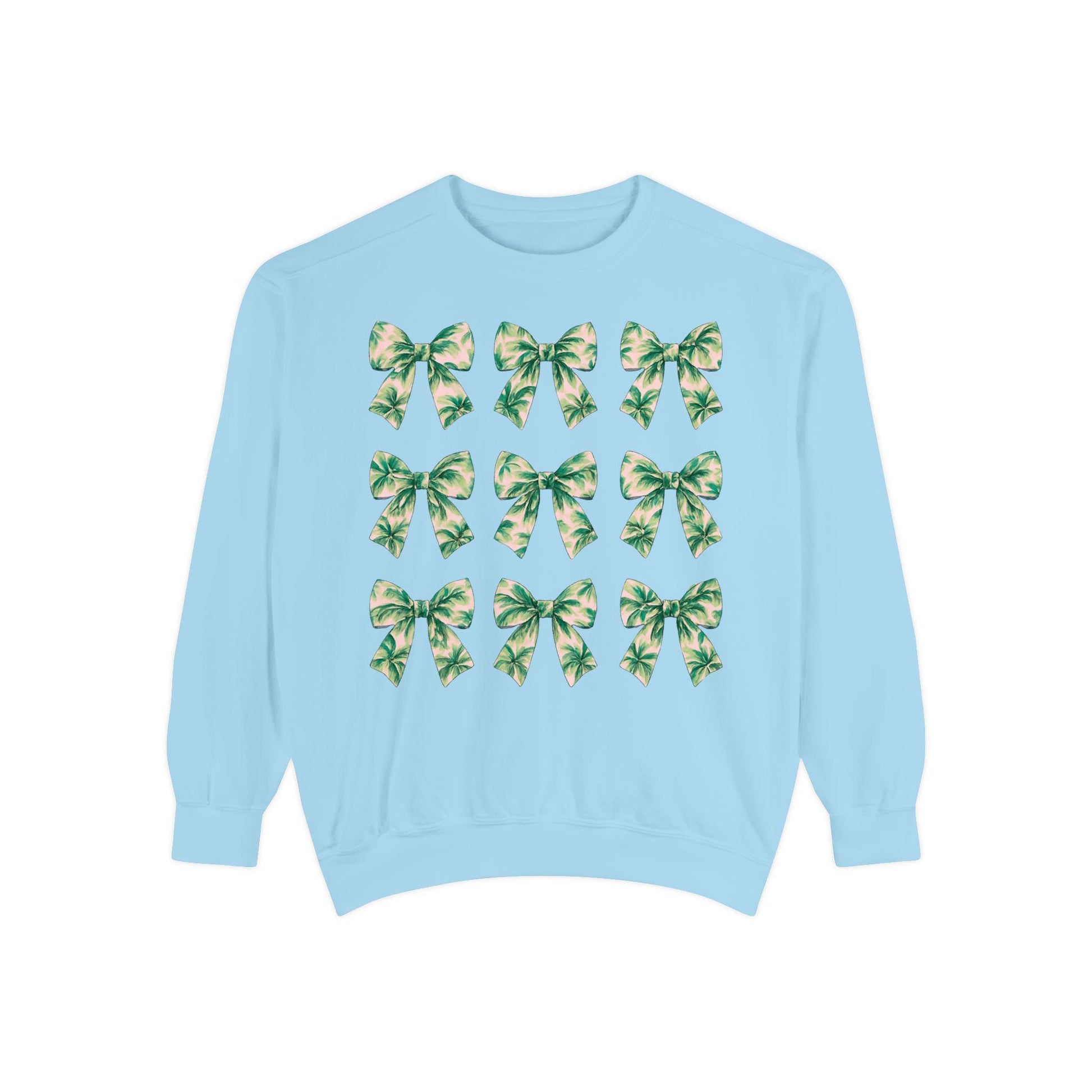 Palm Tree Bows Sweatshirt | Beachy Bow Grid Design