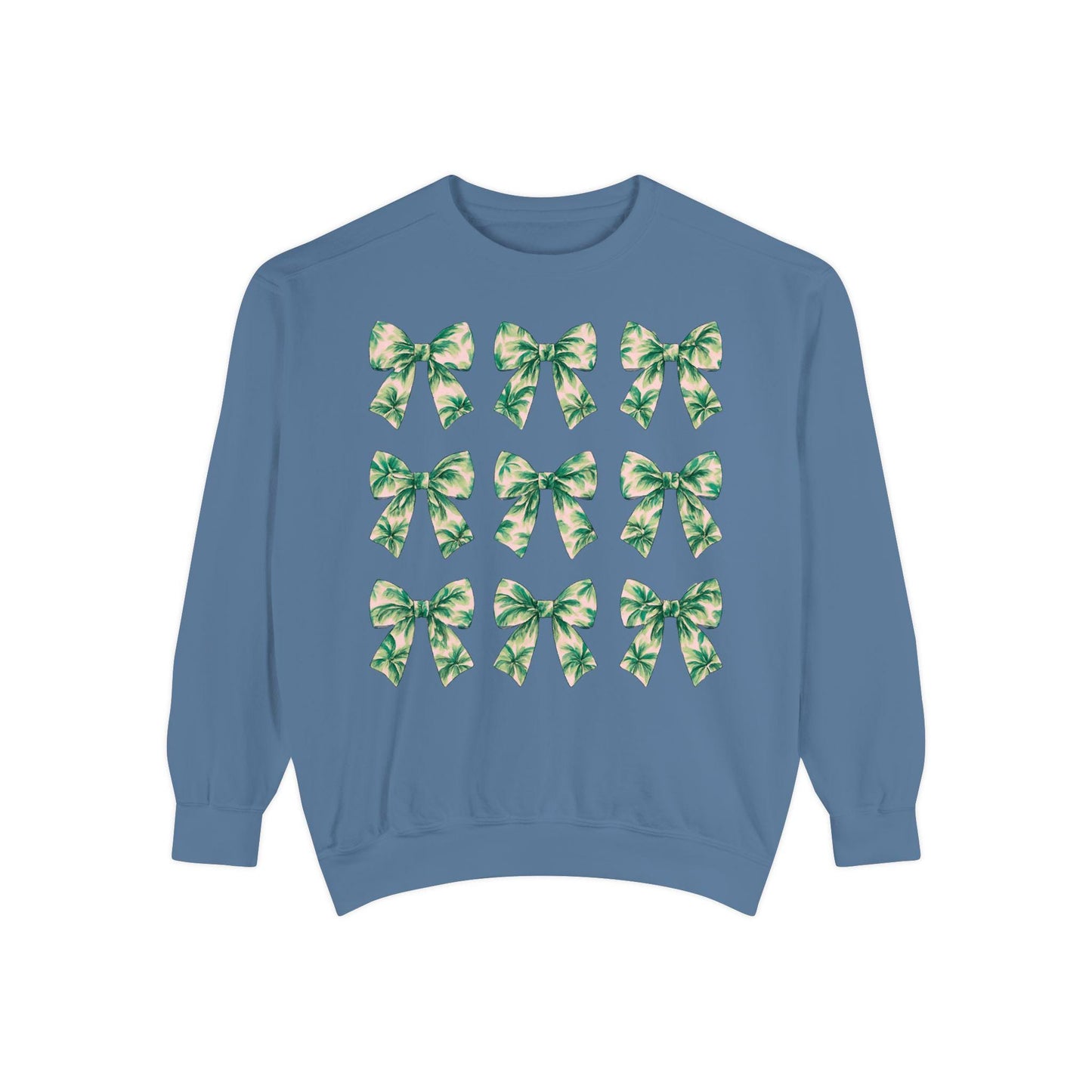 Palm Tree Bows Sweatshirt | Beachy Bow Grid Design