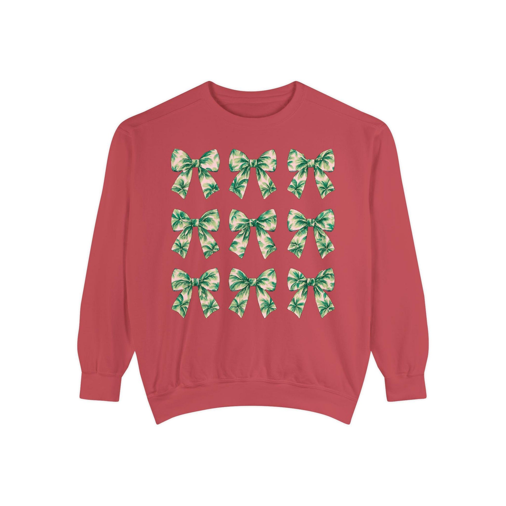 Palm Tree Bows Sweatshirt | Beachy Bow Grid Design