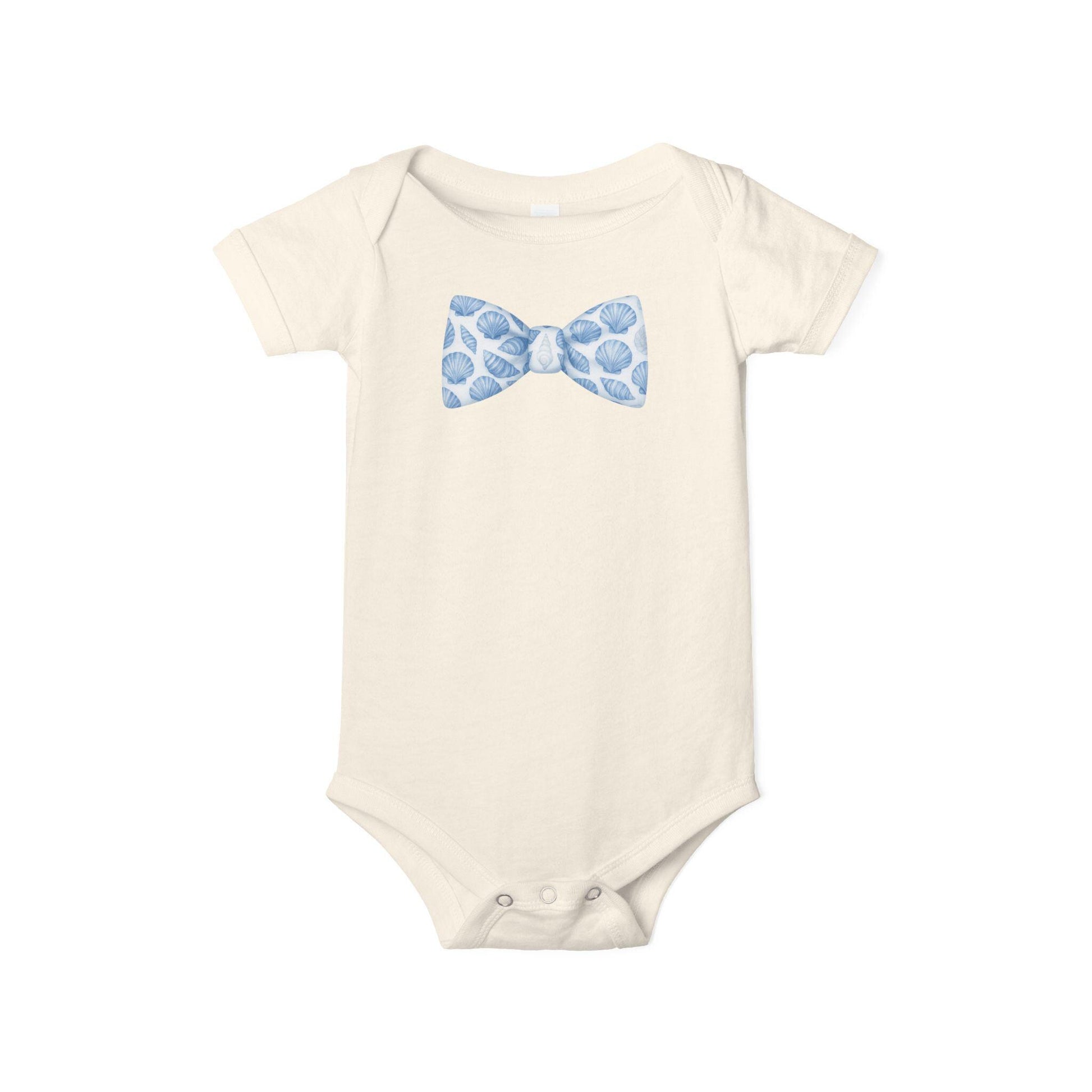 Baby Boy Seashell Bow Tie Infant Bodysuit | Infant Bowtie Onesie