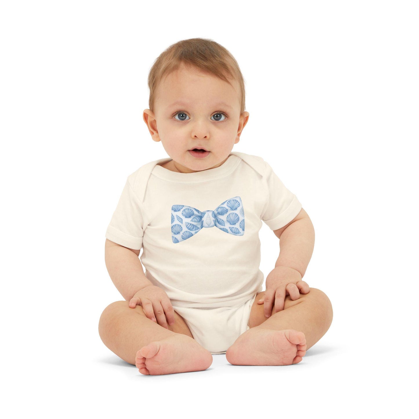 Baby Boy Seashell Bow Tie Infant Bodysuit | Infant Bowtie Onesie