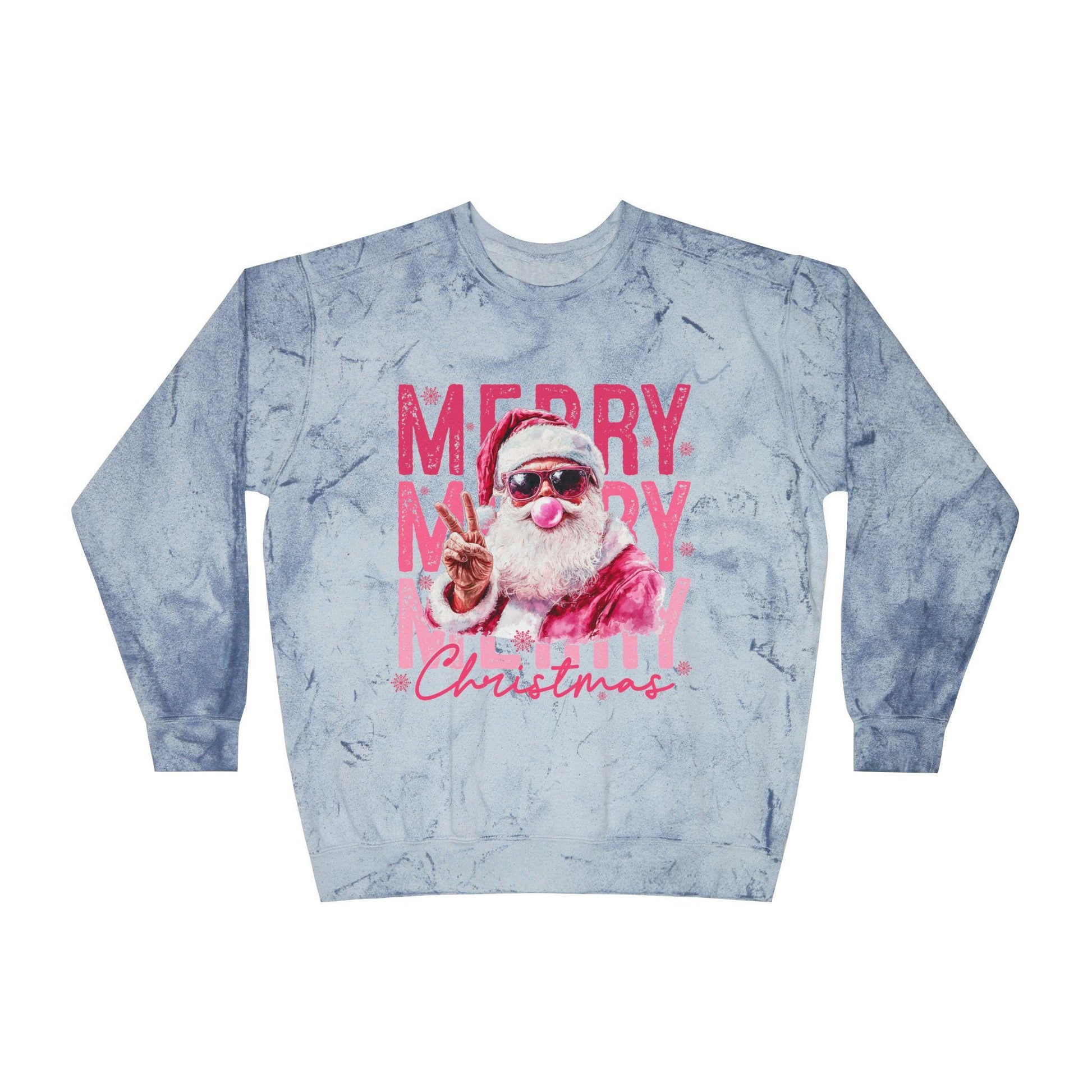 Merry Santa Christmas Crewneck Sweatshirt | Holiday Tie Dye Pullover
