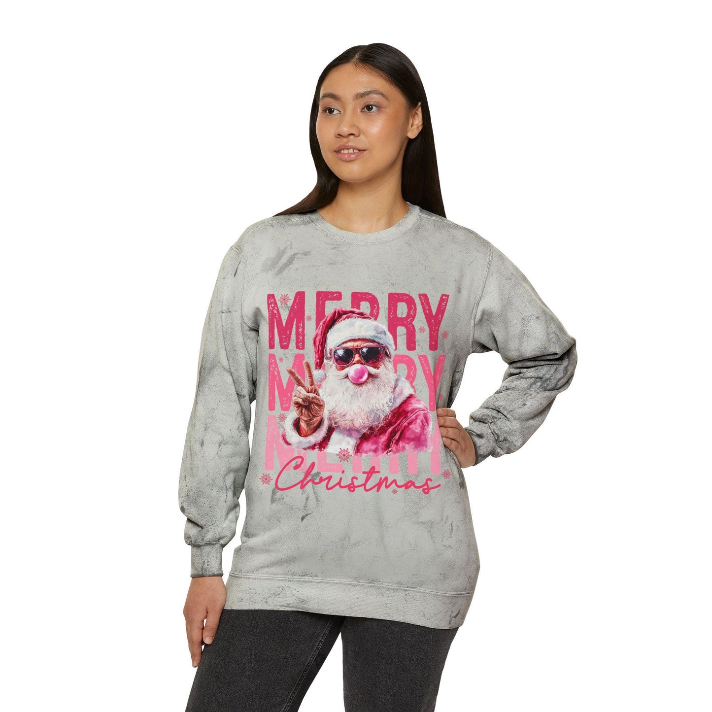 Merry Santa Christmas Crewneck Sweatshirt | Holiday Tie Dye Pullover
