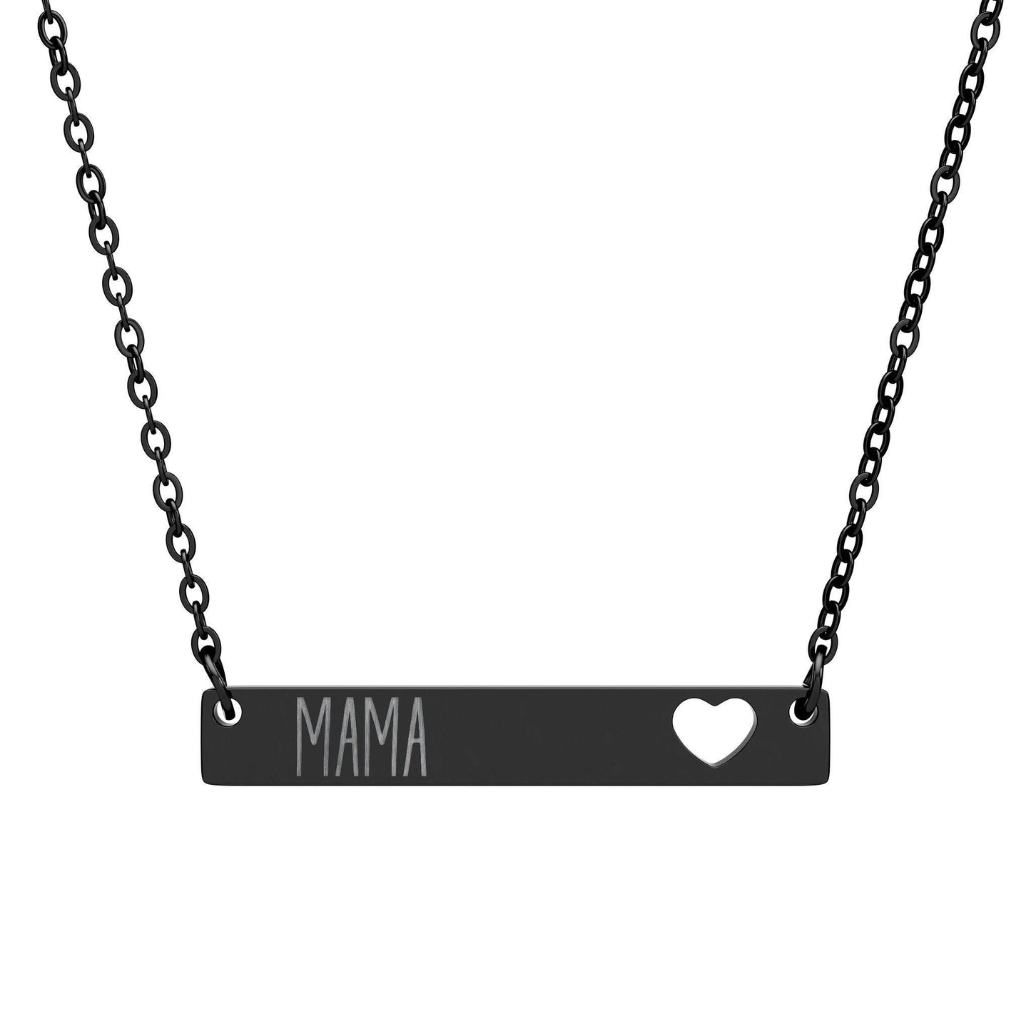 Mama Heart Bar Necklace, Engraved Jewelry Gift for Mothers