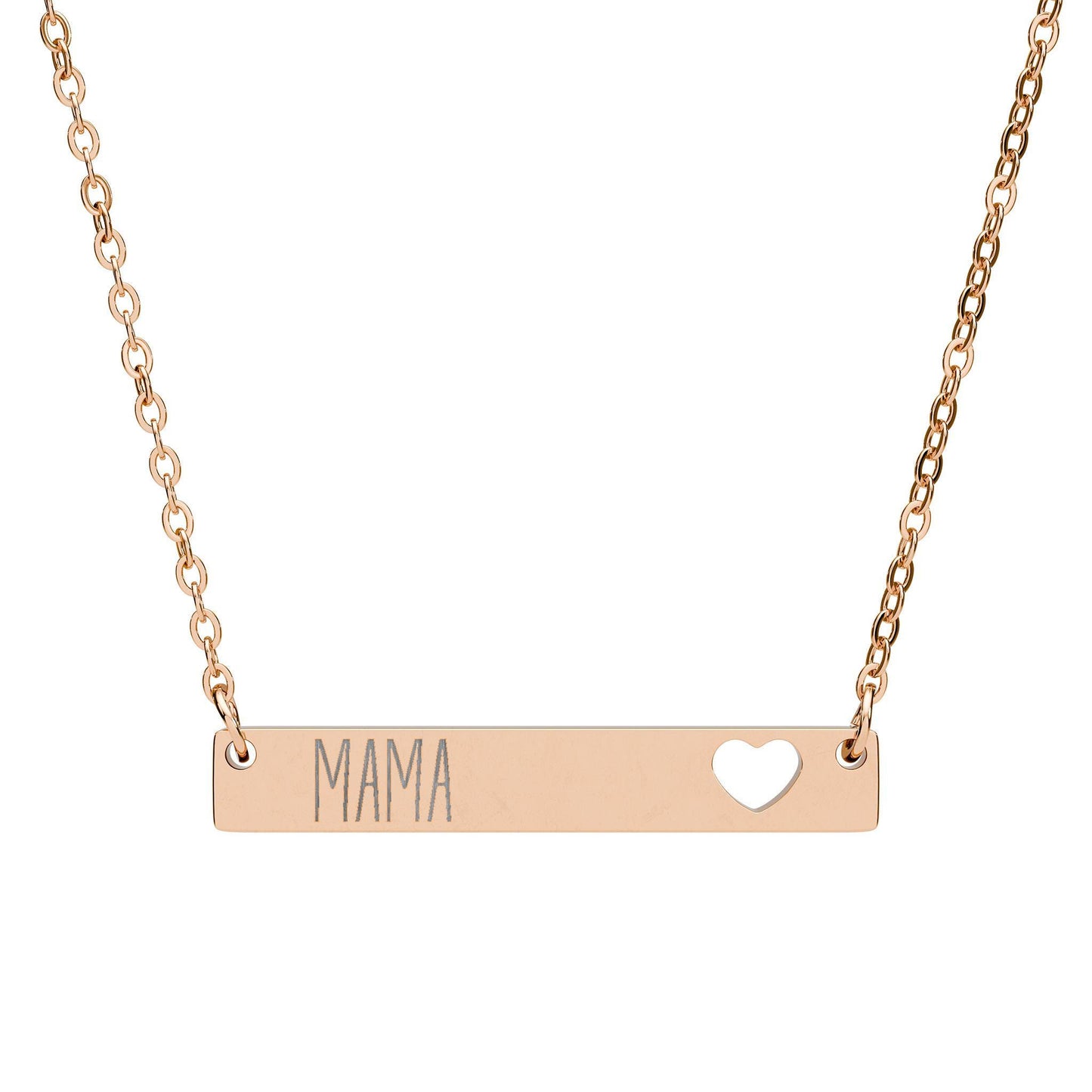 Mama Heart Bar Necklace, Engraved Jewelry Gift for Mothers