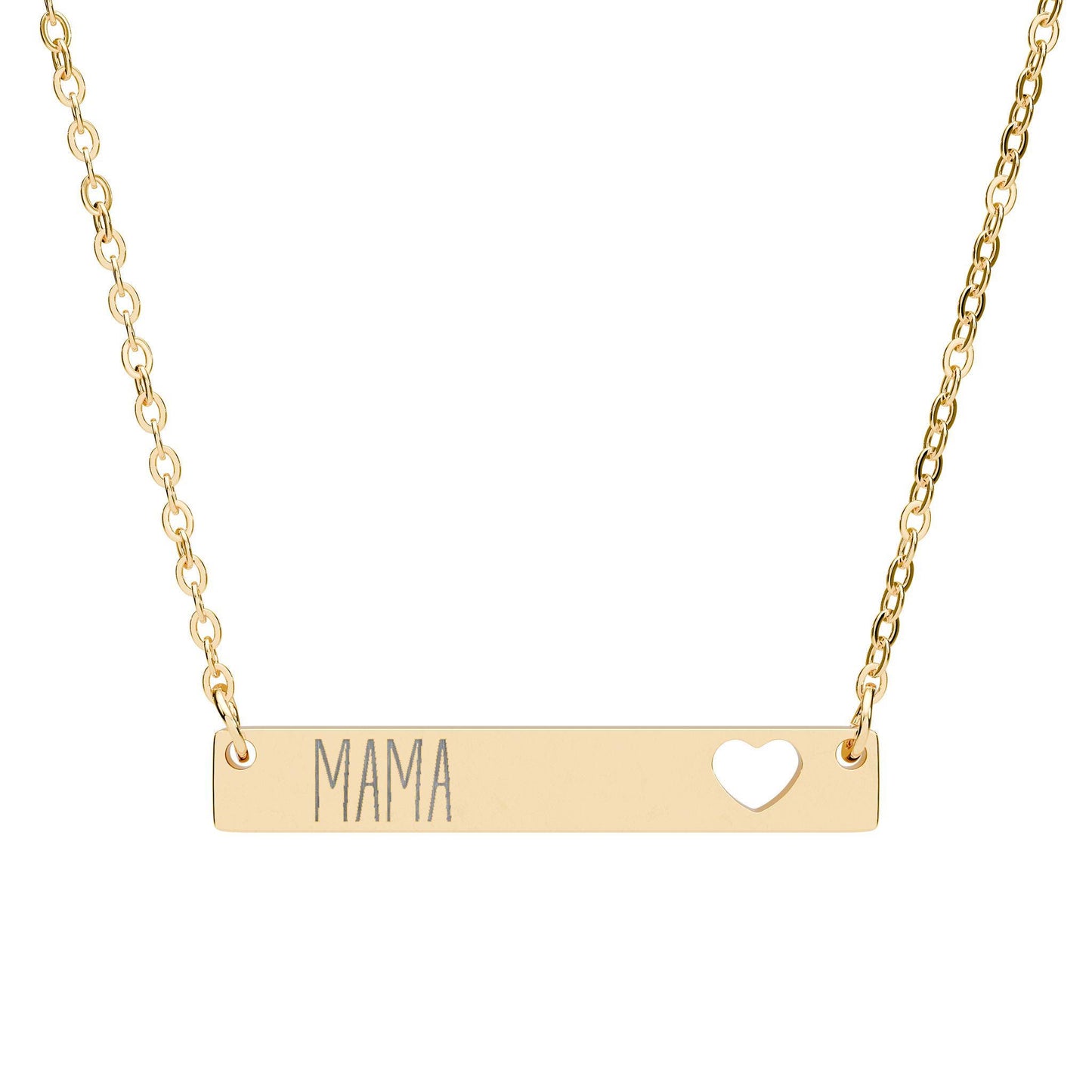Mama Heart Bar Necklace, Engraved Jewelry Gift for Mothers