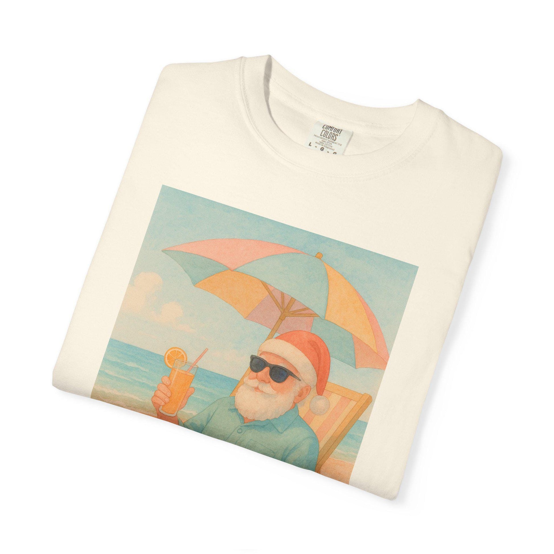 Santa on Beach T-Shirt | Beachy Christmas Tee