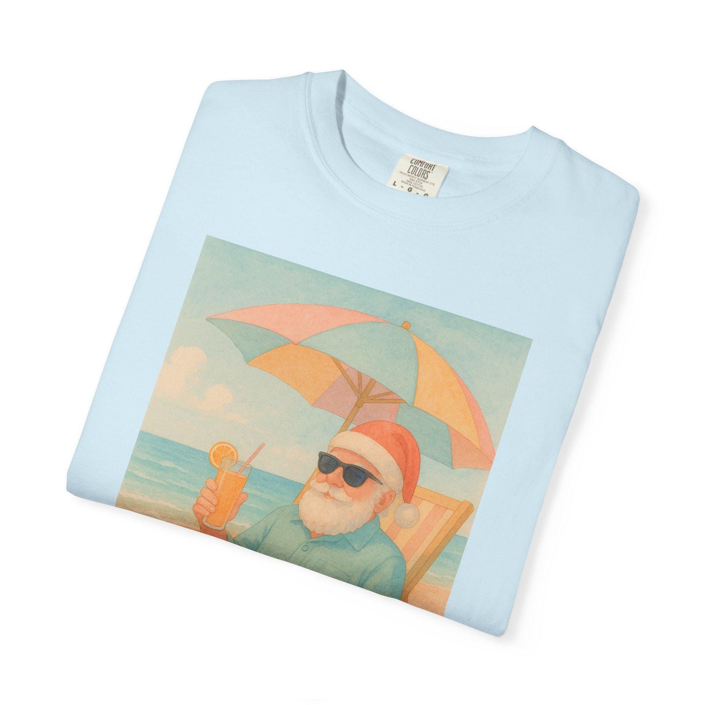 Santa on Beach T-Shirt | Beachy Christmas Tee