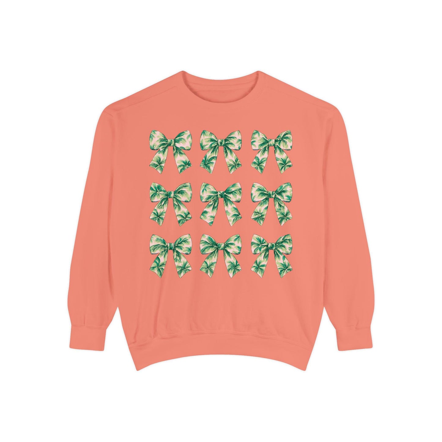 Palm Tree Bows Sweatshirt | Beachy Bow Grid Design