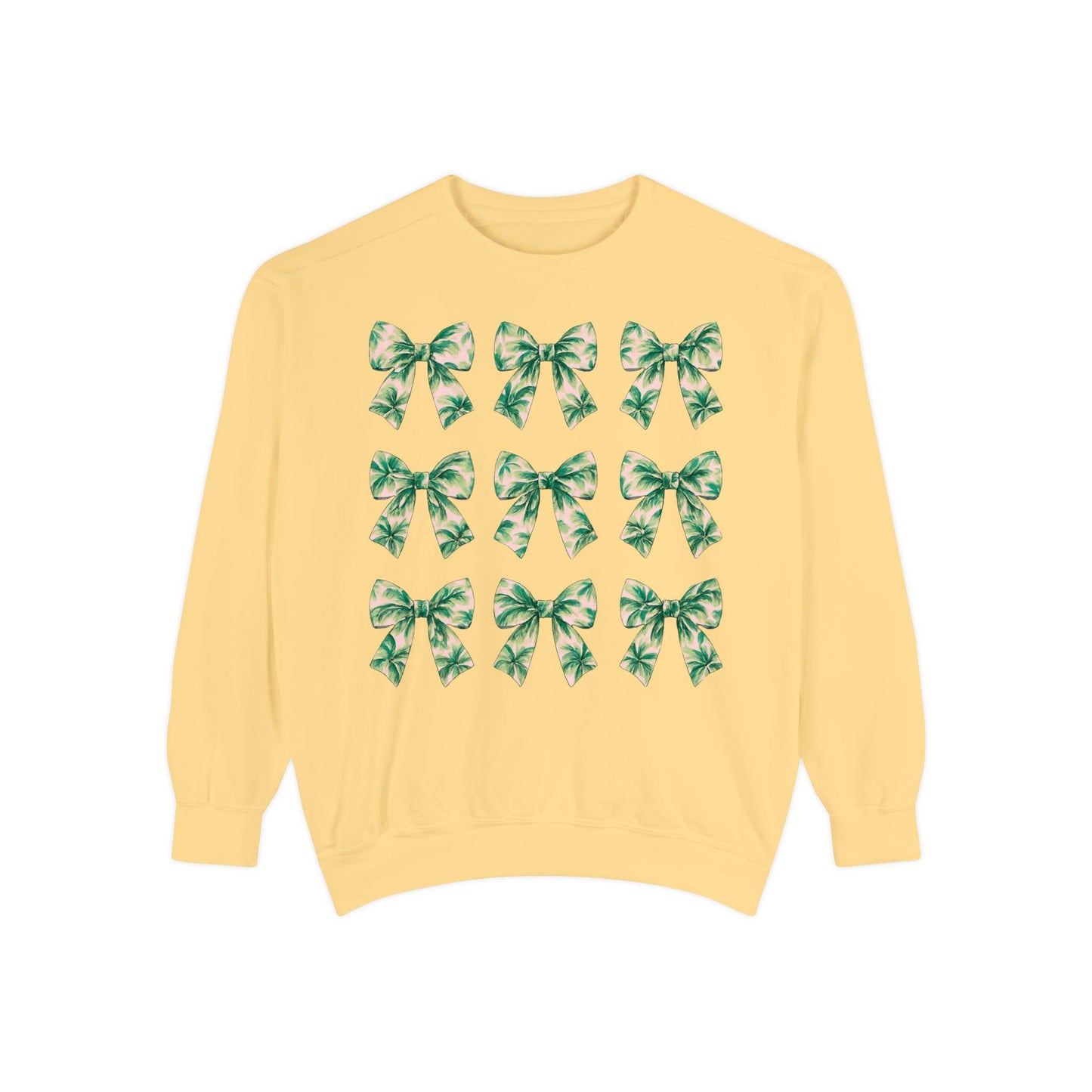 Palm Tree Bows Sweatshirt | Beachy Bow Grid Design