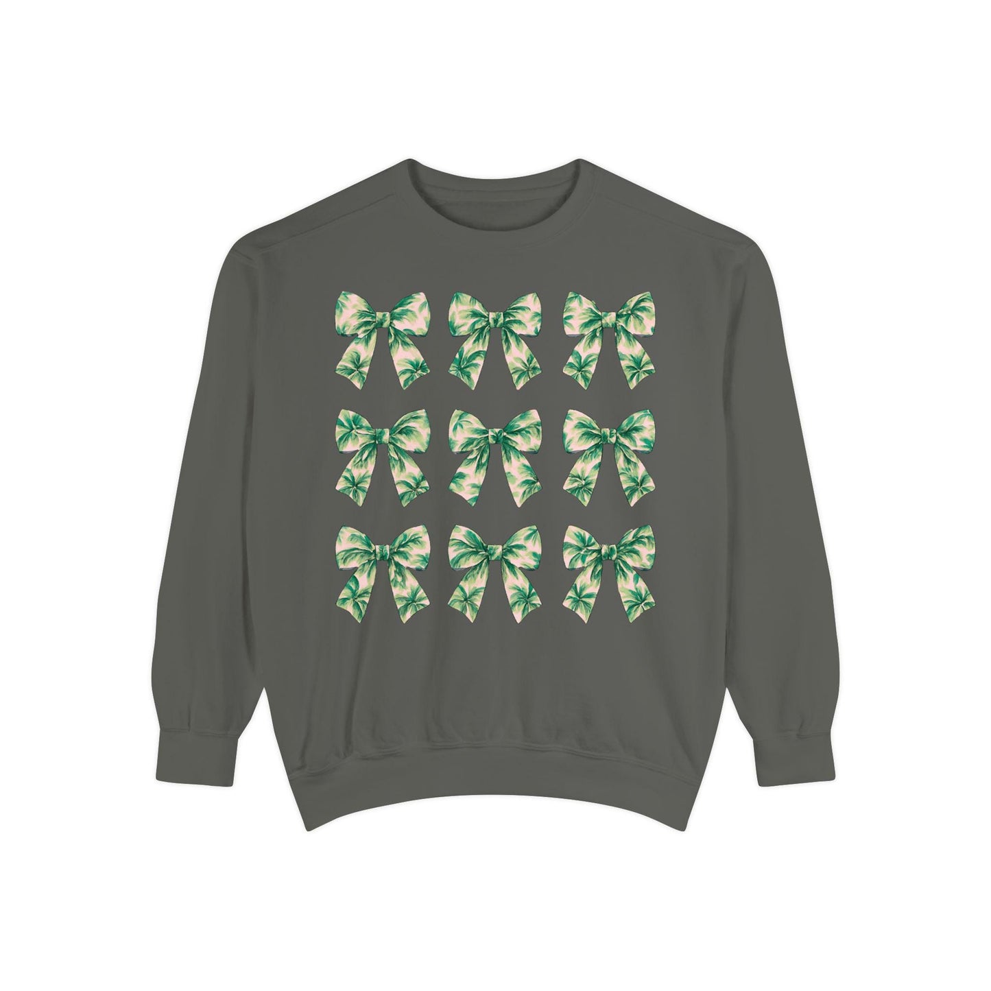 Palm Tree Bows Sweatshirt | Beachy Bow Grid Design