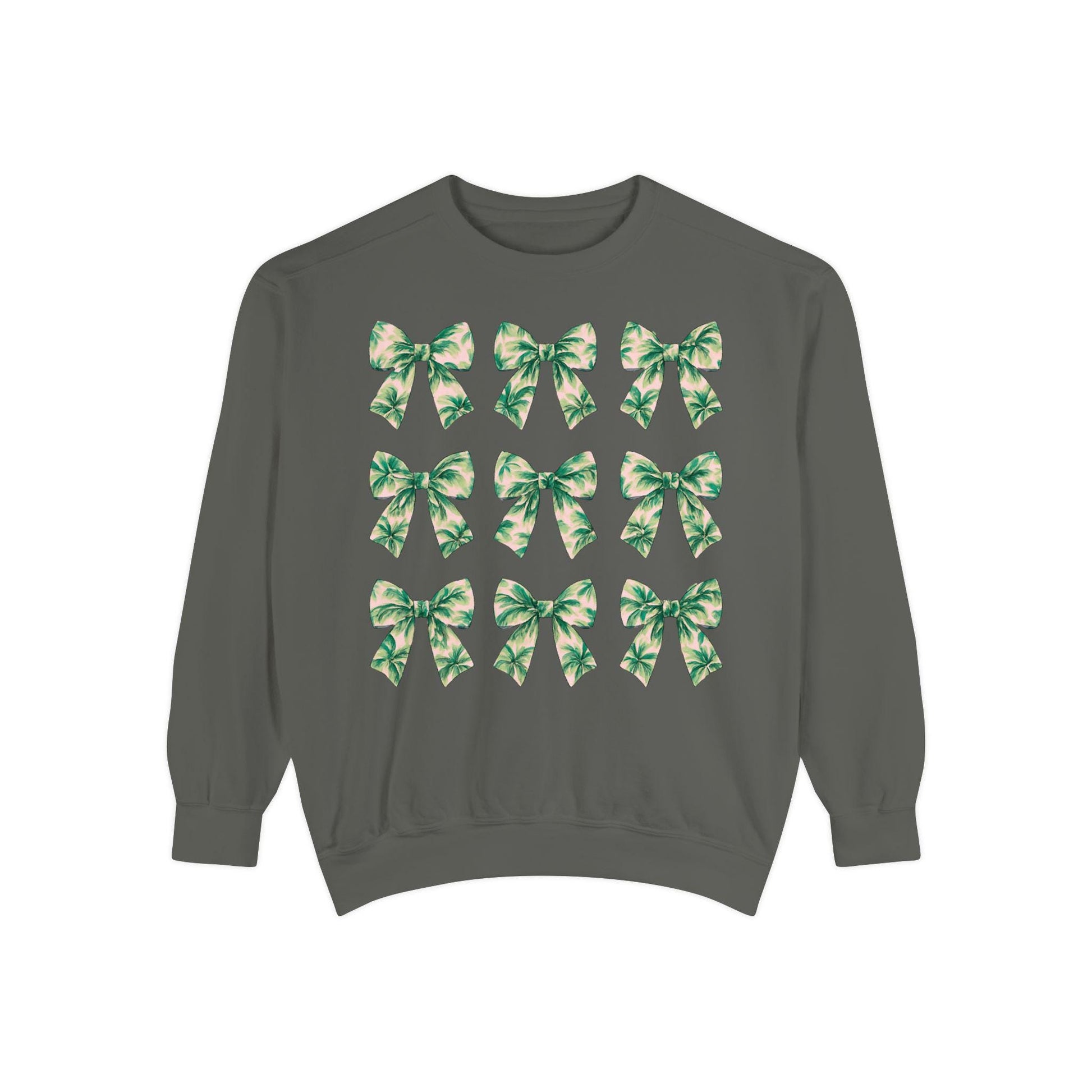 Palm Tree Bows Sweatshirt | Beachy Bow Grid Design