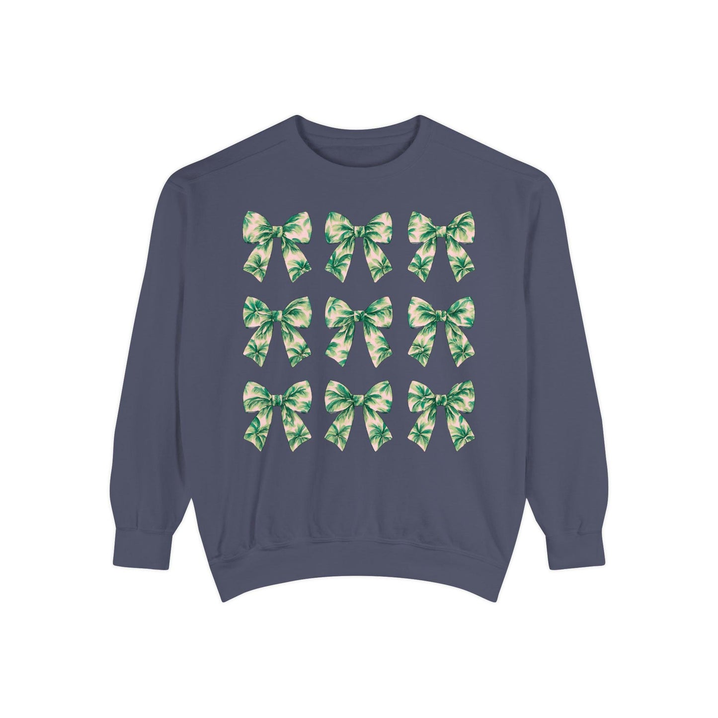Palm Tree Bows Sweatshirt | Beachy Bow Grid Design