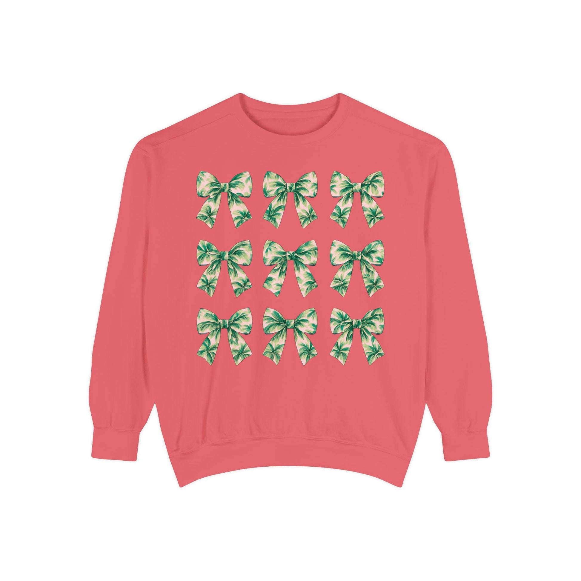 Palm Tree Bows Sweatshirt | Beachy Bow Grid Design
