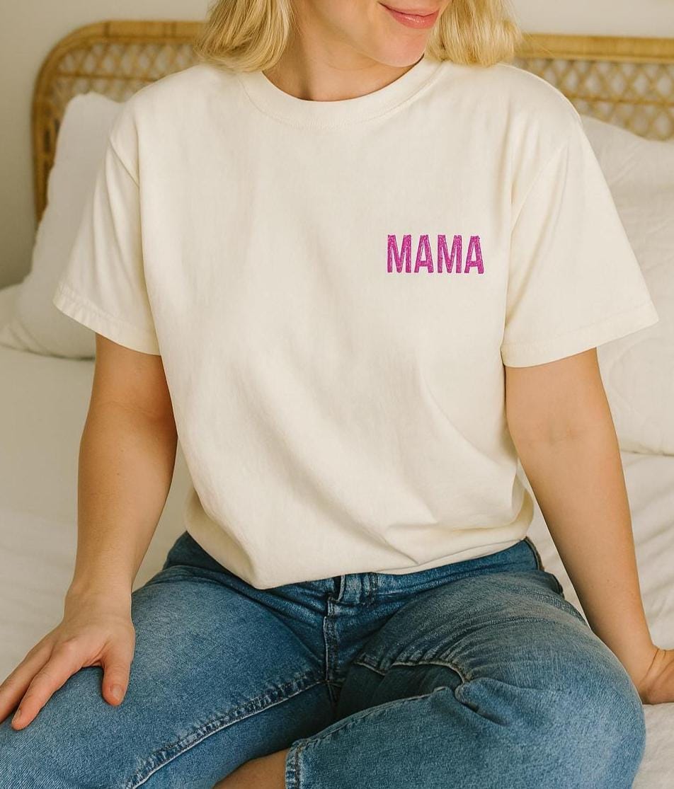 Mama Embroidered T-Shirt: Garment-Dyed Ring-Spun Cotton Tee
