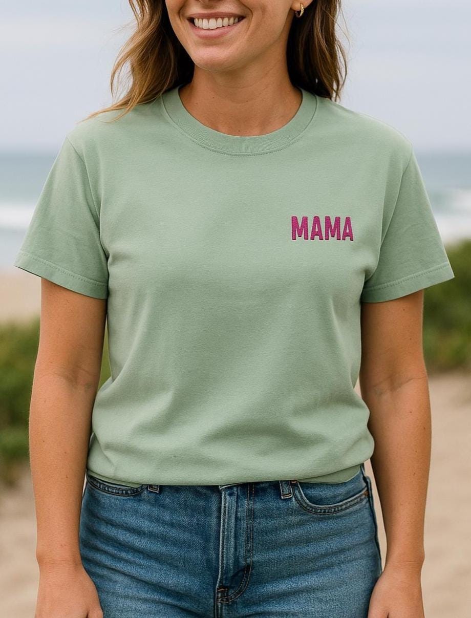 Mama Embroidered T-Shirt: Garment-Dyed Ring-Spun Cotton Tee