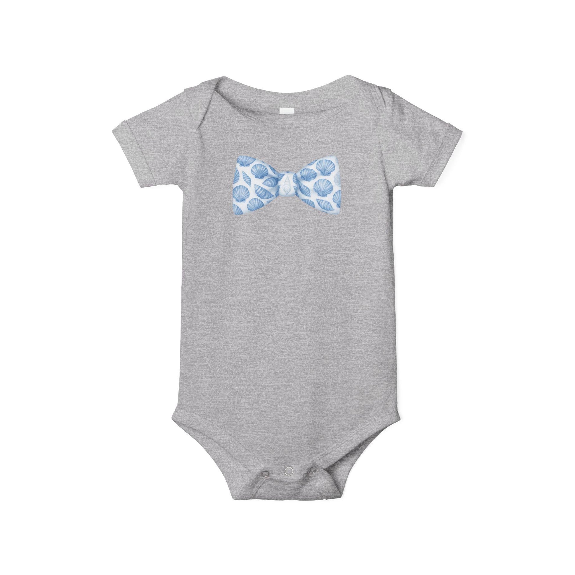 Baby Boy Seashell Bow Tie Infant Bodysuit | Infant Bowtie Onesie