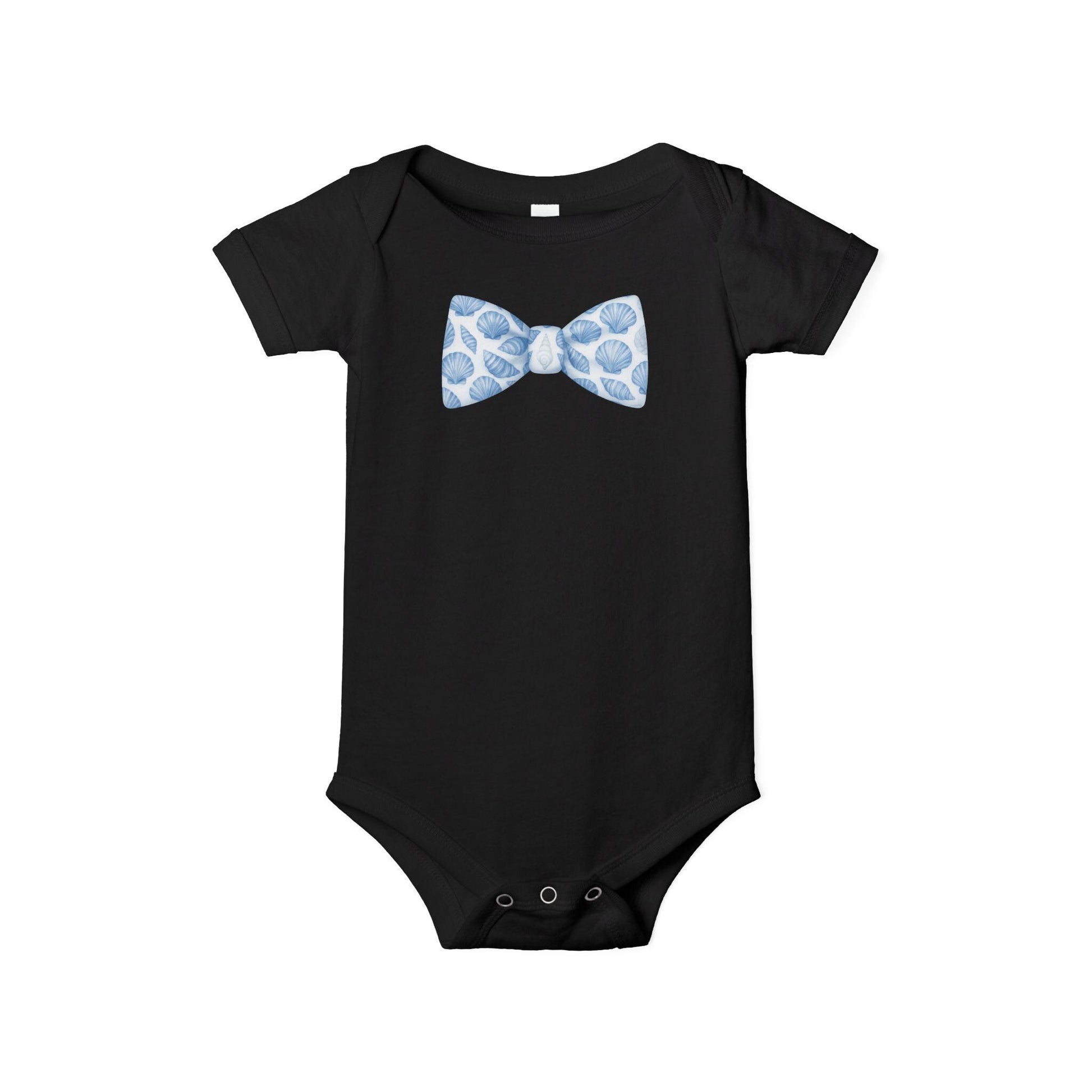 Baby Boy Seashell Bow Tie Infant Bodysuit | Infant Bowtie Onesie