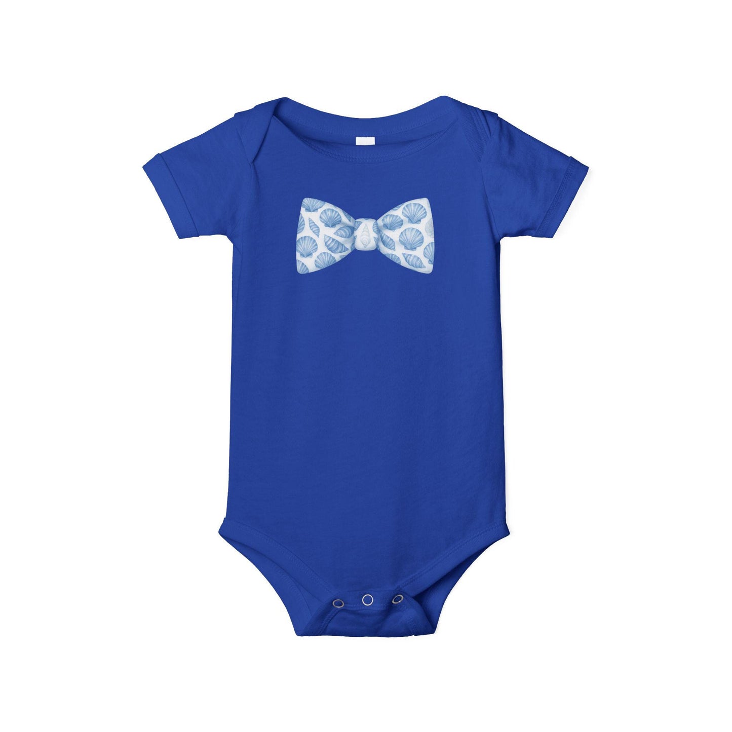 Baby Boy Seashell Bow Tie Infant Bodysuit | Infant Bowtie Onesie