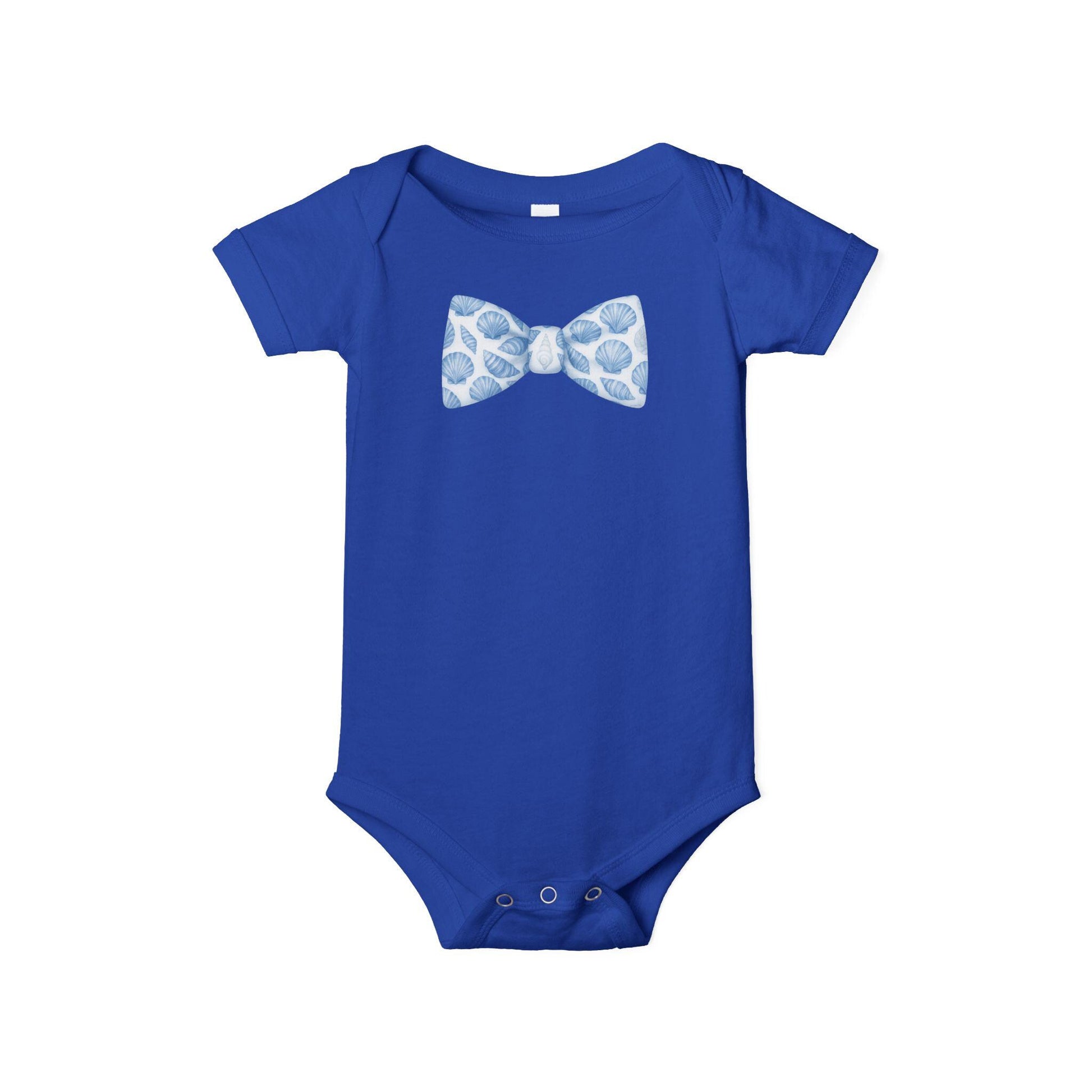 Baby Boy Seashell Bow Tie Infant Bodysuit | Infant Bowtie Onesie