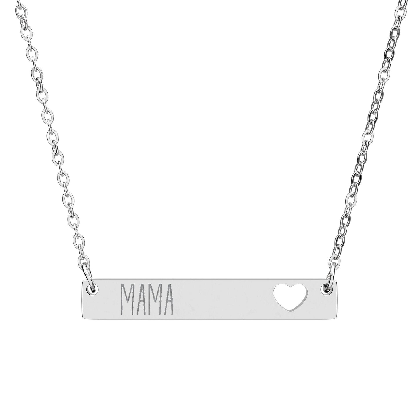 Mama Heart Bar Necklace, Engraved Jewelry Gift for Mothers