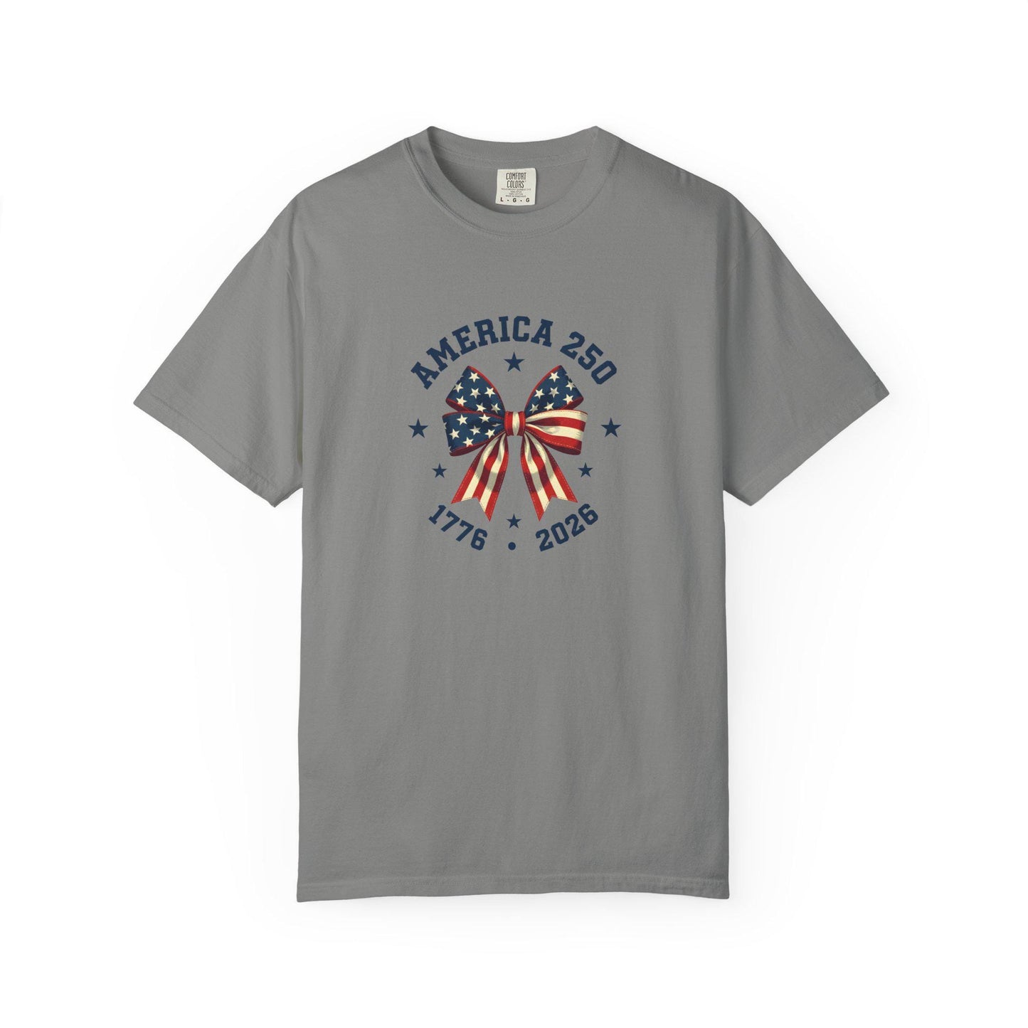 America 250th Anniversary Flag Bow T-Shirt | 1776 2026 Patriotic Mom Tee