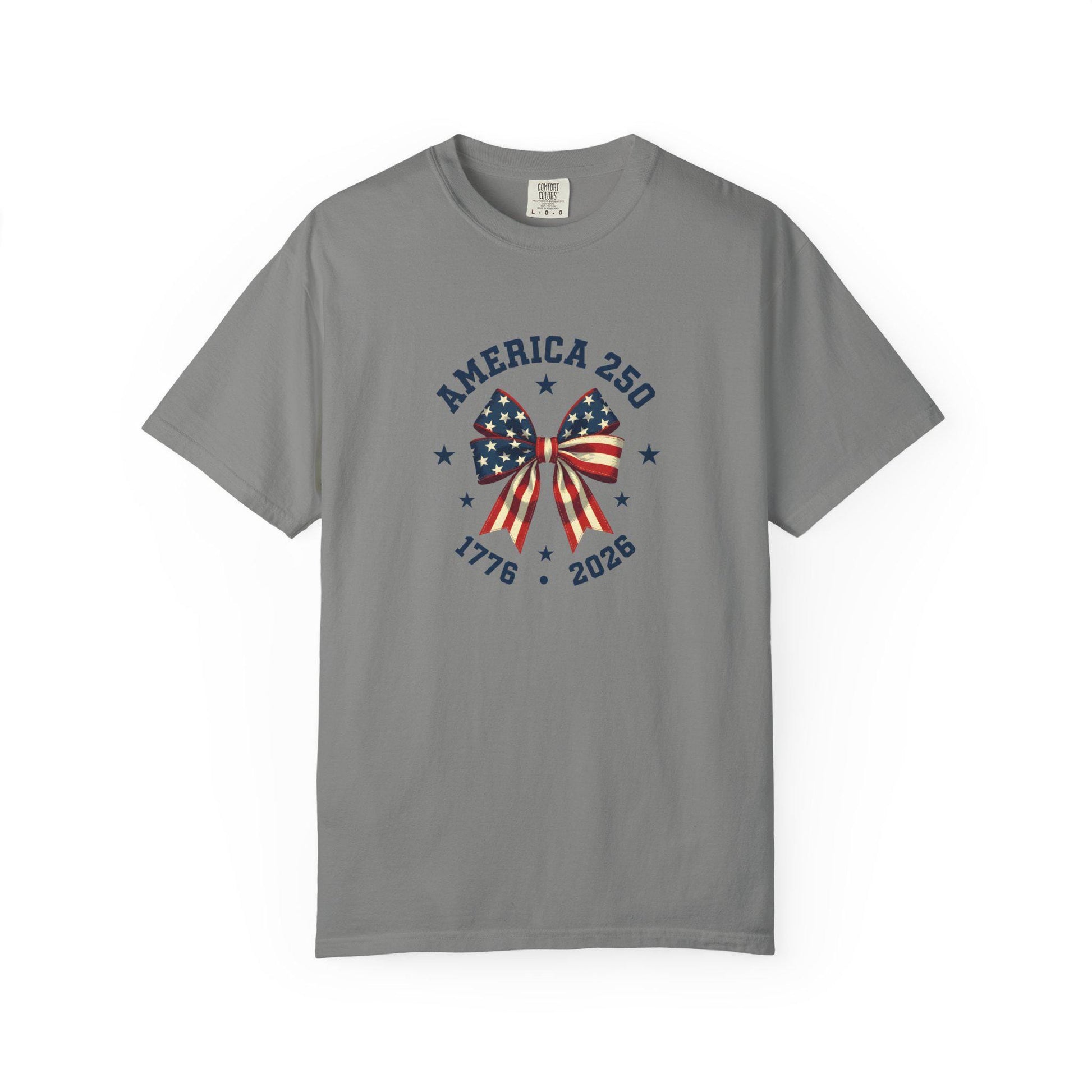 America 250th Anniversary Flag Bow T-Shirt | 1776 2026 Patriotic Mom Tee