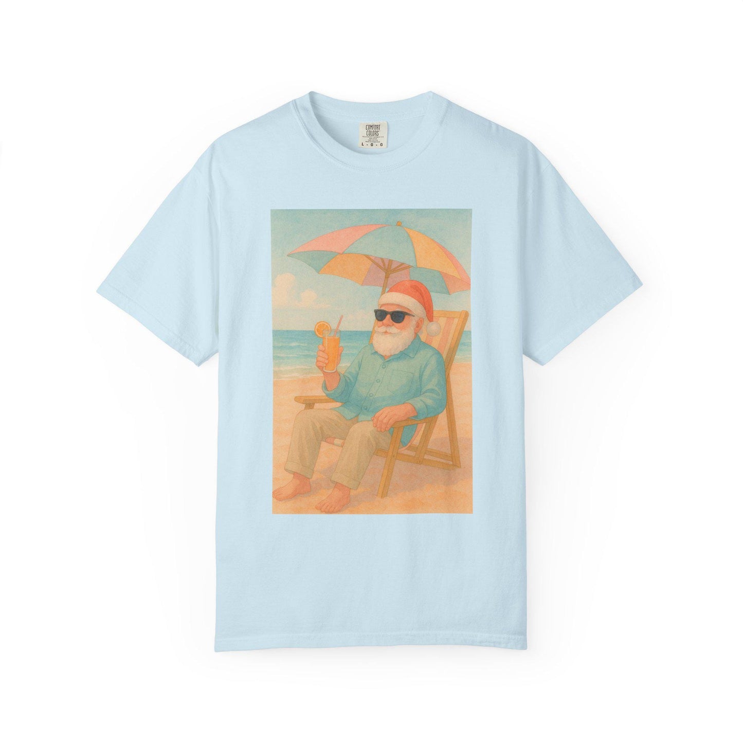 Santa on Beach T-Shirt | Beachy Christmas Tee