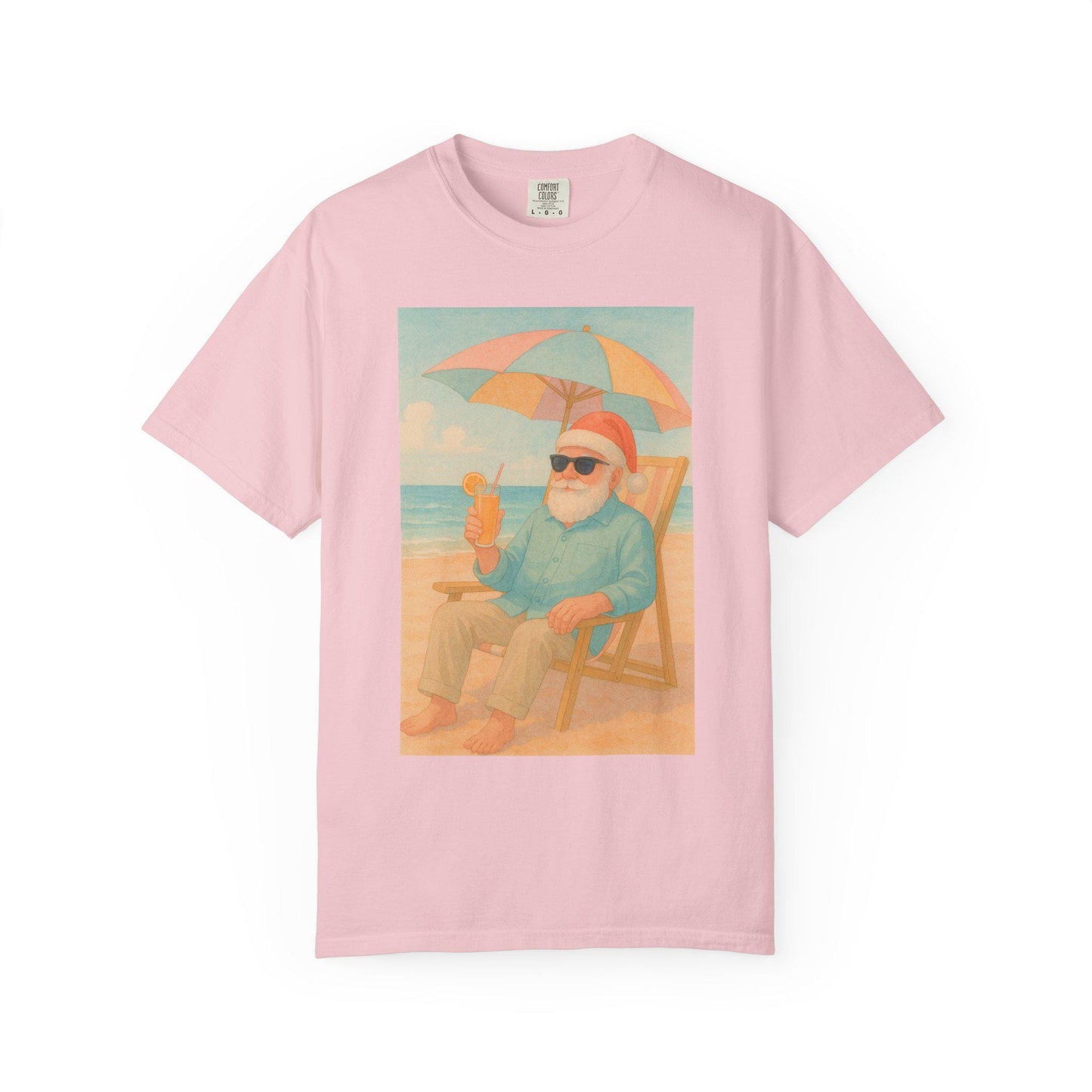 Santa on Beach T-Shirt | Beachy Christmas Tee