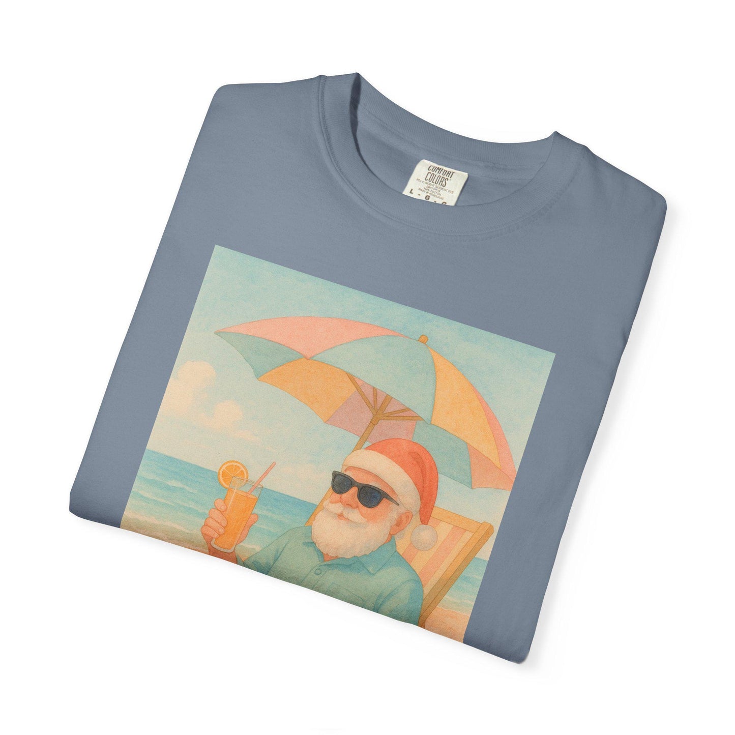 Santa on Beach T-Shirt | Beachy Christmas Tee