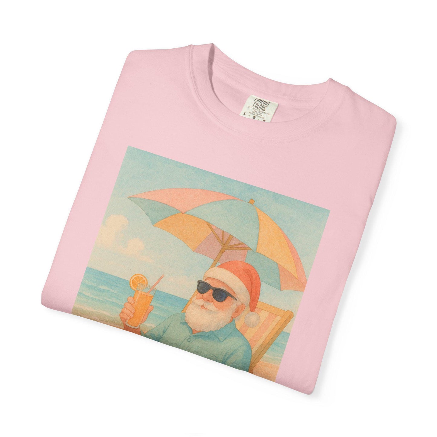 Santa on Beach T-Shirt | Beachy Christmas Tee
