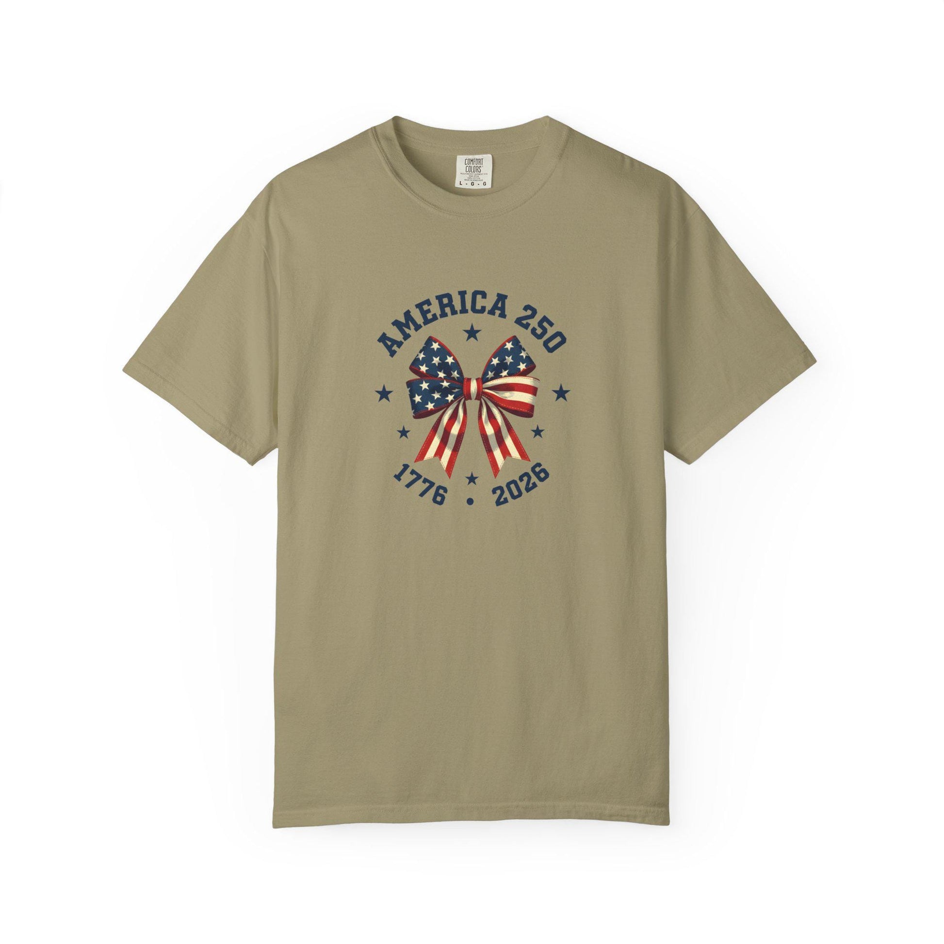 America 250th Anniversary Flag Bow T-Shirt | 1776 2026 Patriotic Mom Tee