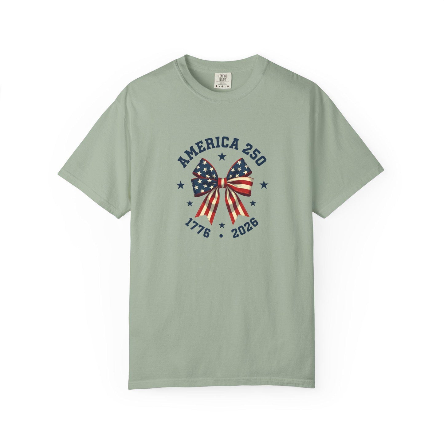 America 250th Anniversary Flag Bow T-Shirt | 1776 2026 Patriotic Mom Tee