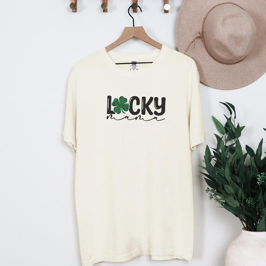 Lucky Mama Comfort Colors Shirt, St Patricks Day Mom Tee, Clover Mama T Shirt, Irish Mama Shirt, St Paddys Day Outfit, Mama Graphic Tee